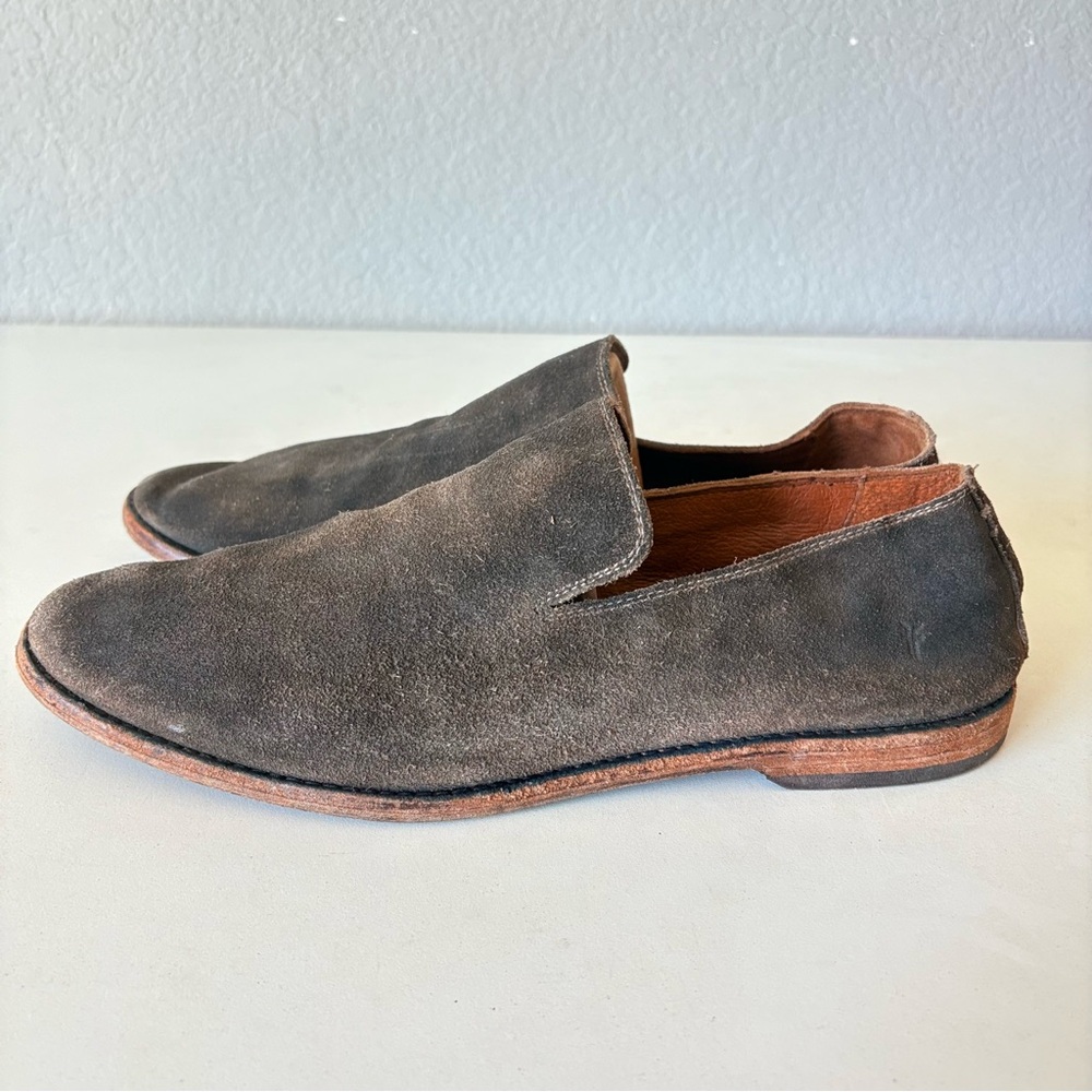 Frye Gray Suede Leather Men's Chris Venetian Loafer Silp On Size 10.5 D